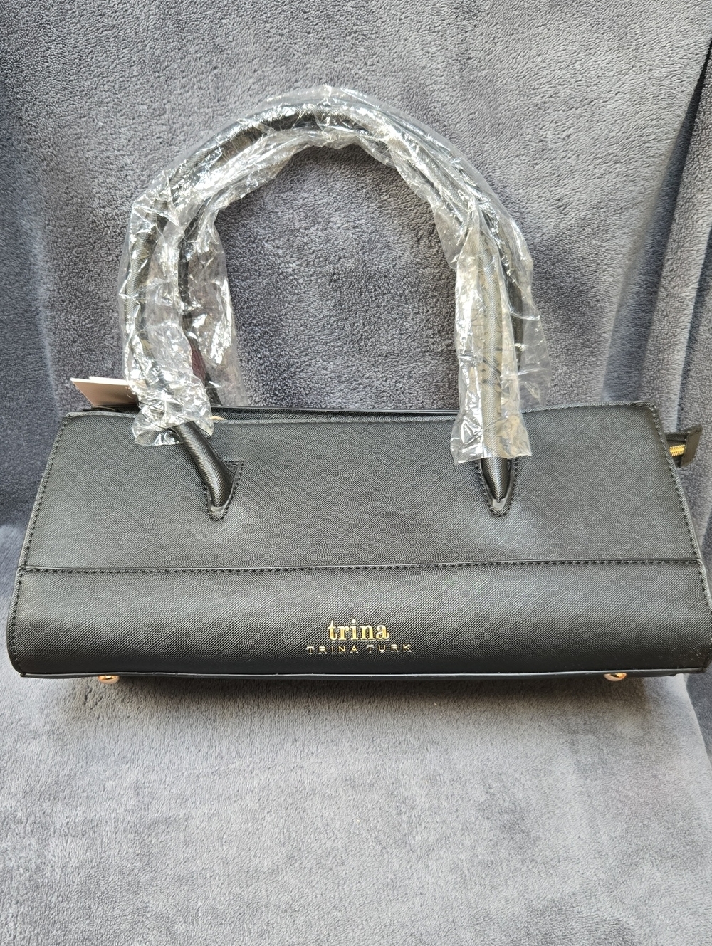 Trina Turk Black Top Handle Satchel | Structured Handbag | NWT